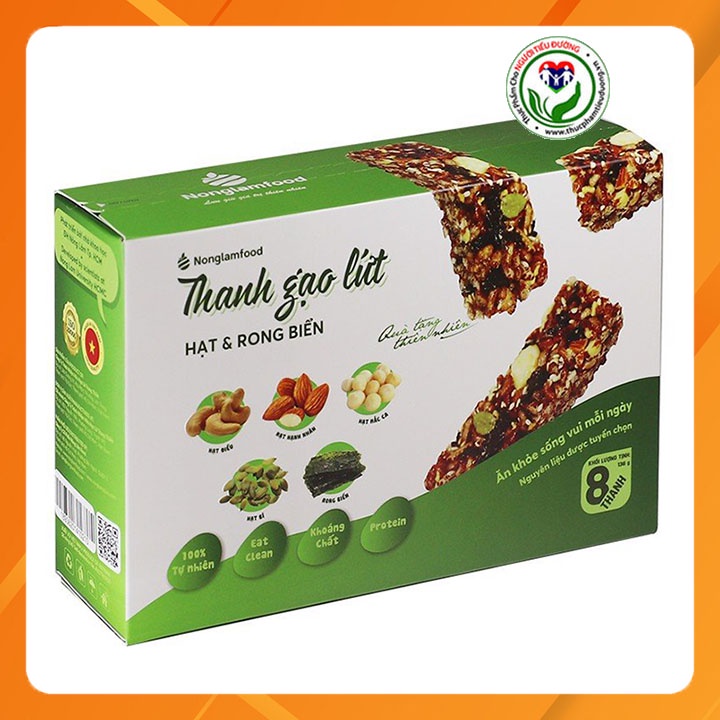 Thanh gạo lứt hạt &amp; Rong Biển hộp 8 thanh 136 g