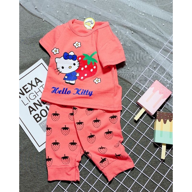 (7-22kg) Bộ tay ngắn quần lửng bé gái size nhí thun cotton 4 chiều