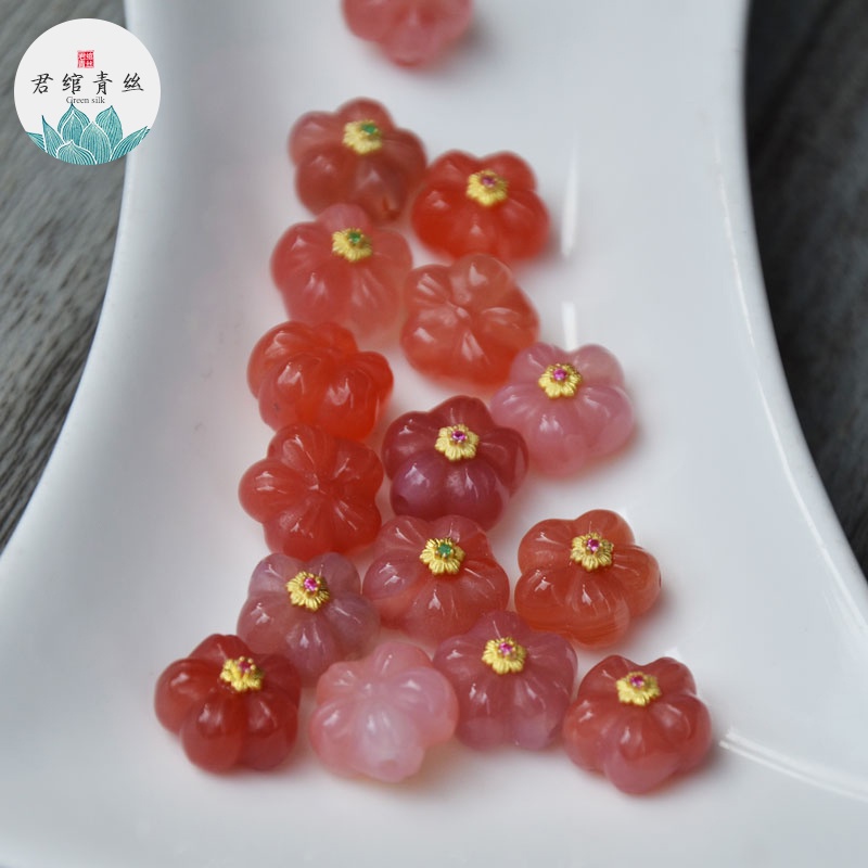 Bingyingge Mặt Dây Chuyền Đá Mã Não Tự Nhiên Hình Hoa Đào Hai Mặt 10ml