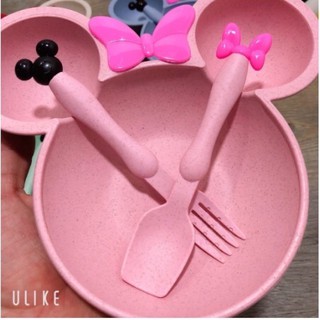 khay ăn dặm lúa mạch mickey kèm thìa dĩa cho bé
