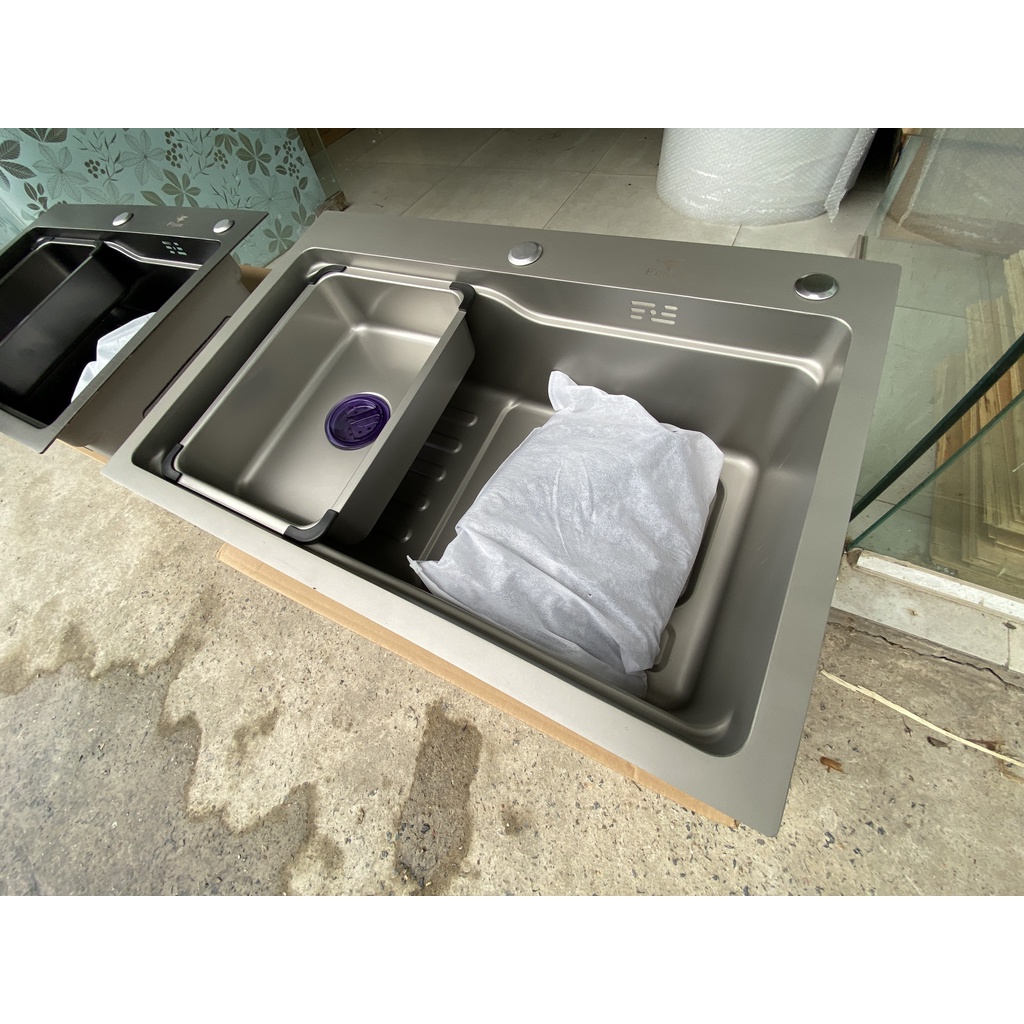 Chậu rửa chén bát đơn cao cấp / Phủ nano chống xước / Độ dày 3mm kích thước 68x45 / Bảo hành 3 năm