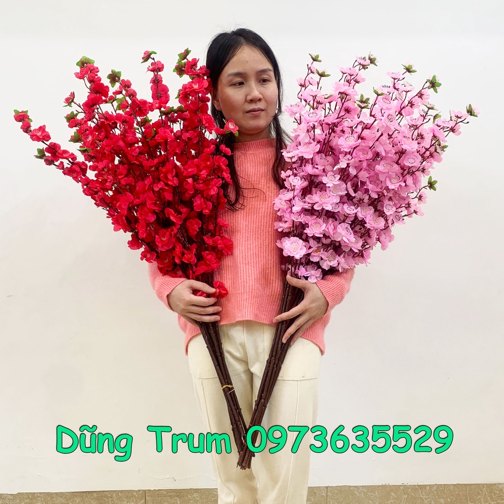 Cành mai giả cành đào giả cao 1m trang trí Tết cực đẹp (Combo 10 cành)