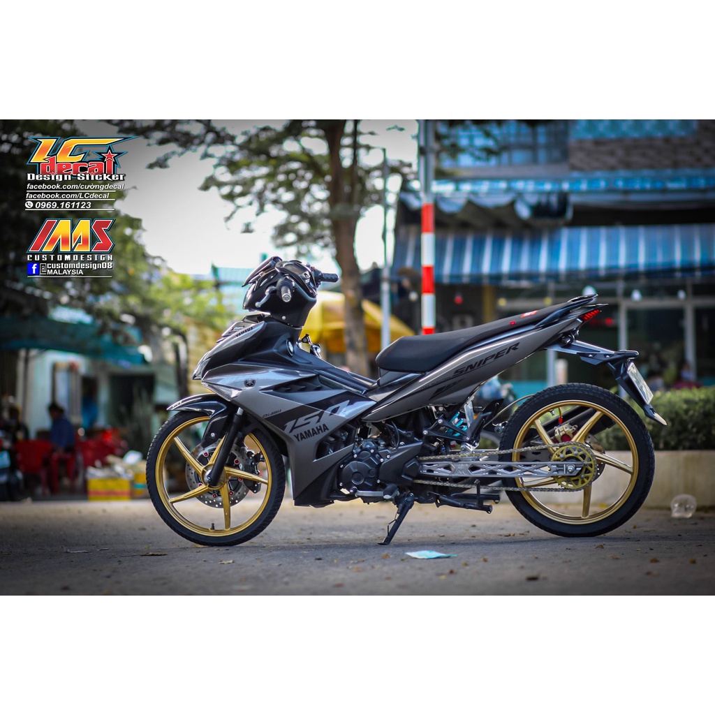 Tem Decal Rời Dán Xe Exciter 150 Mẫu Sniper 150 2020 Xám Đen Cực Đẹp, Hàng 3 Lớp Chất Lượng Cao