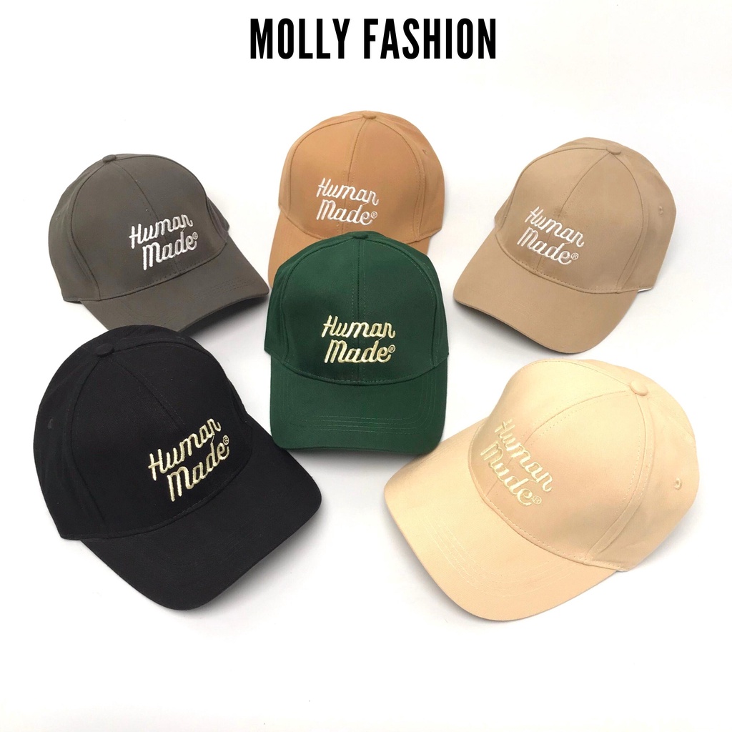 Mũ lưỡi trai Unisex  Nón kết Ulzzang thêu chữ HUMAN MADE chất kaki cao cấp Molly Fashion – NK19