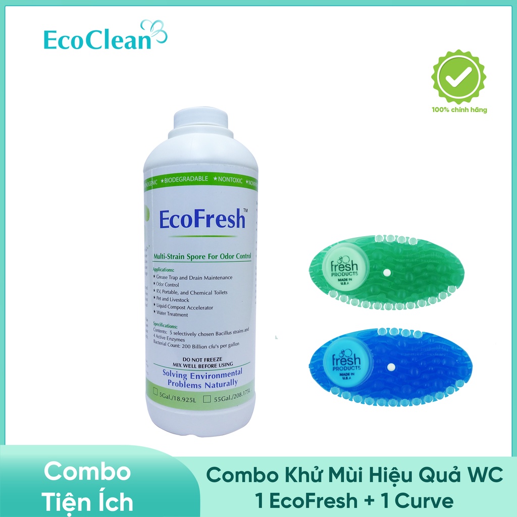 Vi Sinh Khử Mùi, Miếng Dán Thơm Mát - Combo EcoFresh, Curve Fresher - Mang Lại Hương Thơm Dễ Chịu Cho Nhà Ở, Văn Phòng