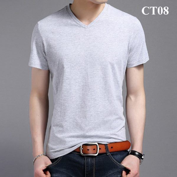 [Hot Sale] Áo thun nam cổ tim tay ngắn dáng body chất 100% cotton đẹp nhiều màu thời trang