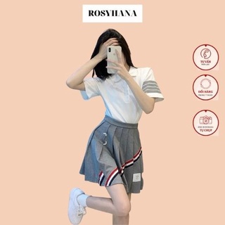 Set váy nữ, áo phông polo mix chân váy tennis thom có lót , tiểu thư sang chảnh, Rosyhana