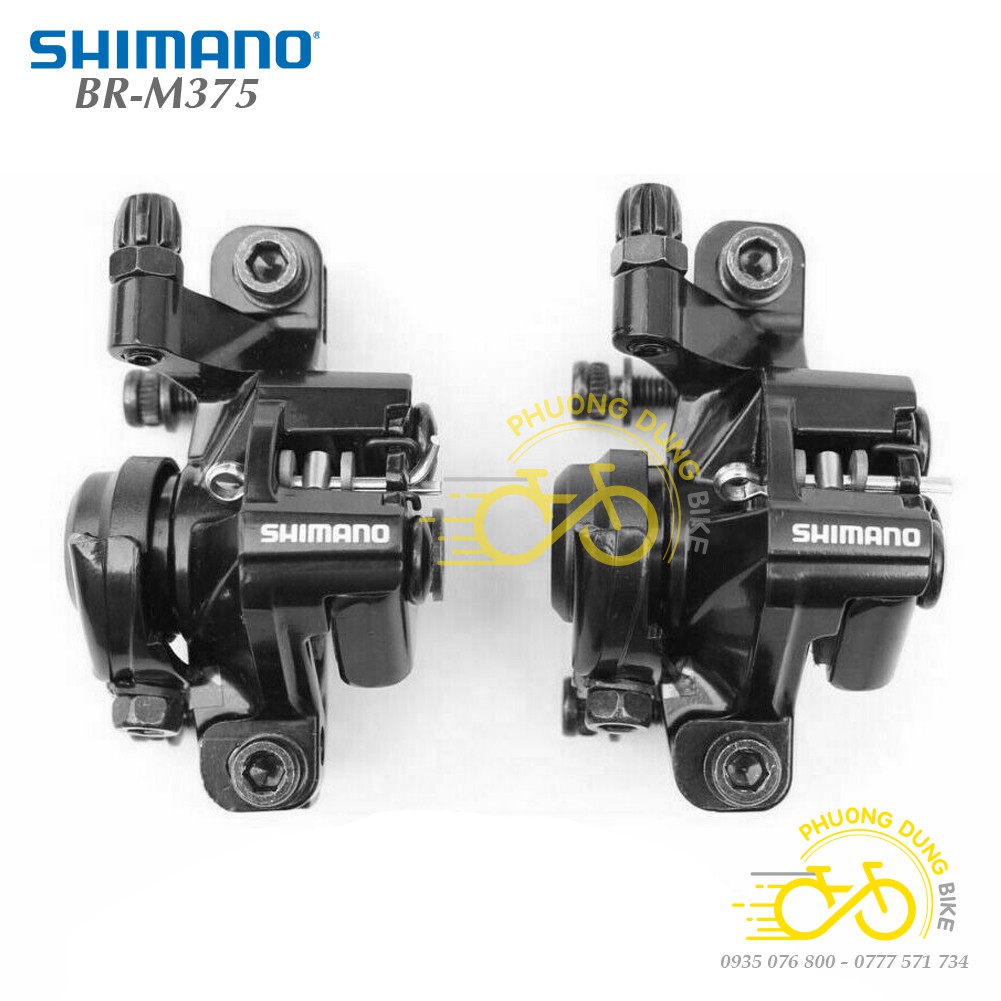 Bộ Cụm phanh thắng đĩa cơ xe đạp SHIMANO BR-M375 - Hàng Chính Hãng