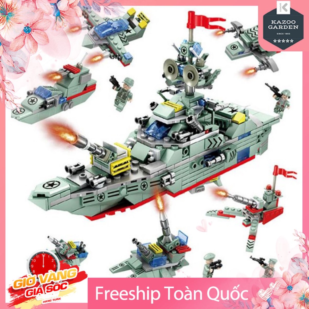 Đồ Chơi Xếp Hình Chiến Hạm WARFARE 6 IN 1 [FREESHIP❤️] Chất Liệu Nhựa ABS An Toan Thân Thiện Cho Bé