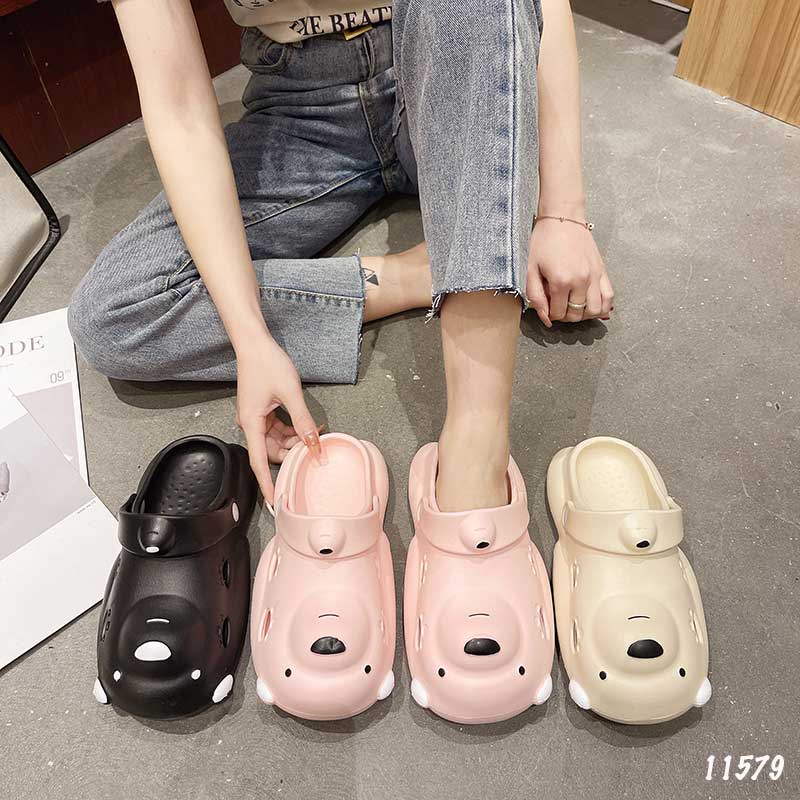 Dép lỗ hình gấu cặp đôi nam nữ đi biển chống trượt 11579