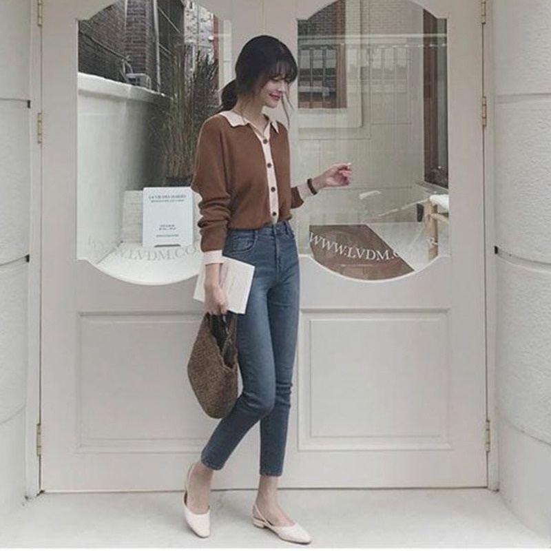 Áo khoác cardigan dệt kim tay dài thời trang thu đông phong cách hàn quốc cho nữ