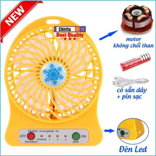 Quạt Sạc Để Bàn USB Mini Fan KHÔNG CHỔI THAN Cực Bền - Tặng kèm pin
