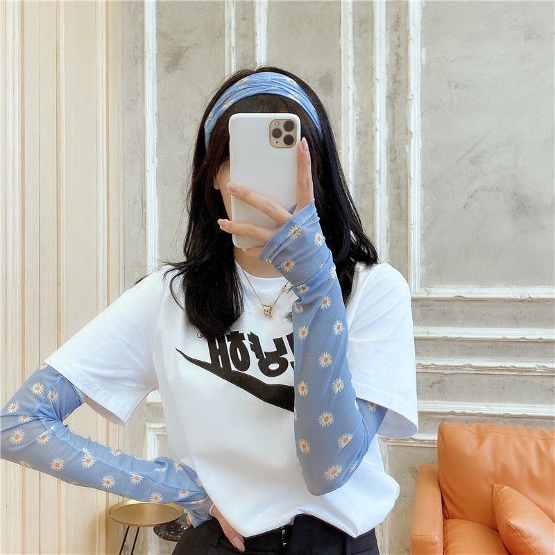 Ống Tay Áo Chống Nắng Bằng Lụa Lạnh Thoáng Mát Chất Lượng Cao Găng Tay Ống Chống Nắng Tia Uv In Họa Tiết Hoạt Hình Dễ Thương Cho Nữ