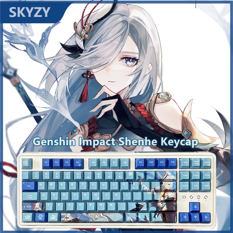 Shenhe Keycap Cherry Hồ sơ Genshin Impact Anime PBT Dye Sub Bàn phím cơ học Keycap