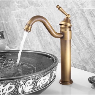 Vòi nước lavabo NÓNG LẠNH đồng kiểu dáng cầu vòng xoay 360'