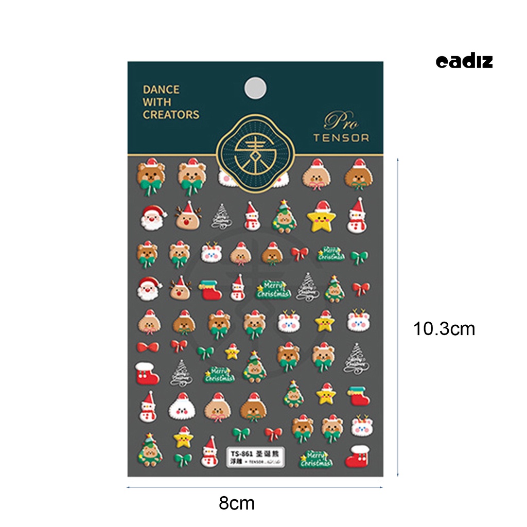 Miếng Dán Trang Trí Móng Tay Họa Tiết Giáng Sinh 5D Siêu Mỏng