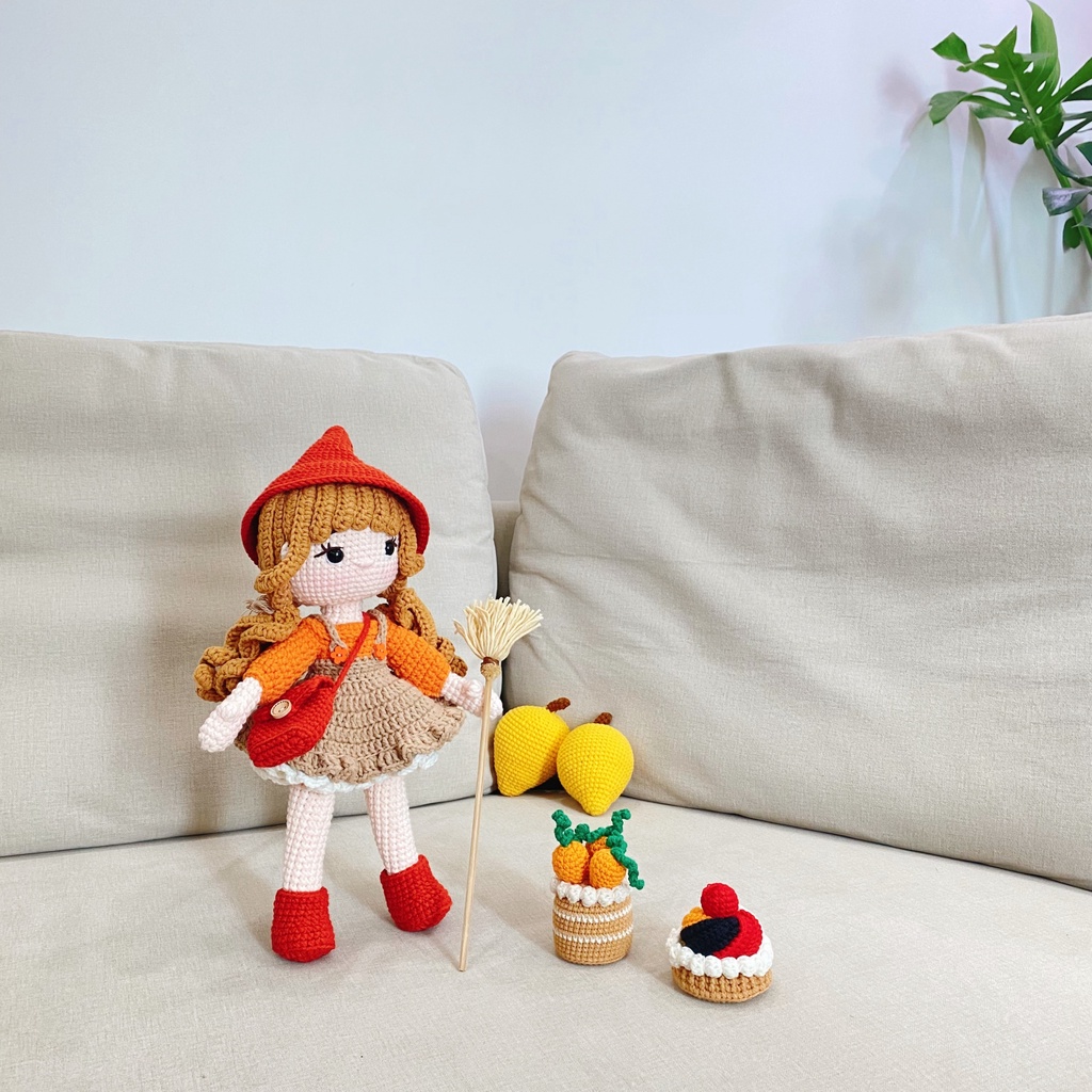 Búp bê Hazel xinh xắn bằng len móc handmade cho bé, gấu bông len móc, 100% sợi cotton - Ami House