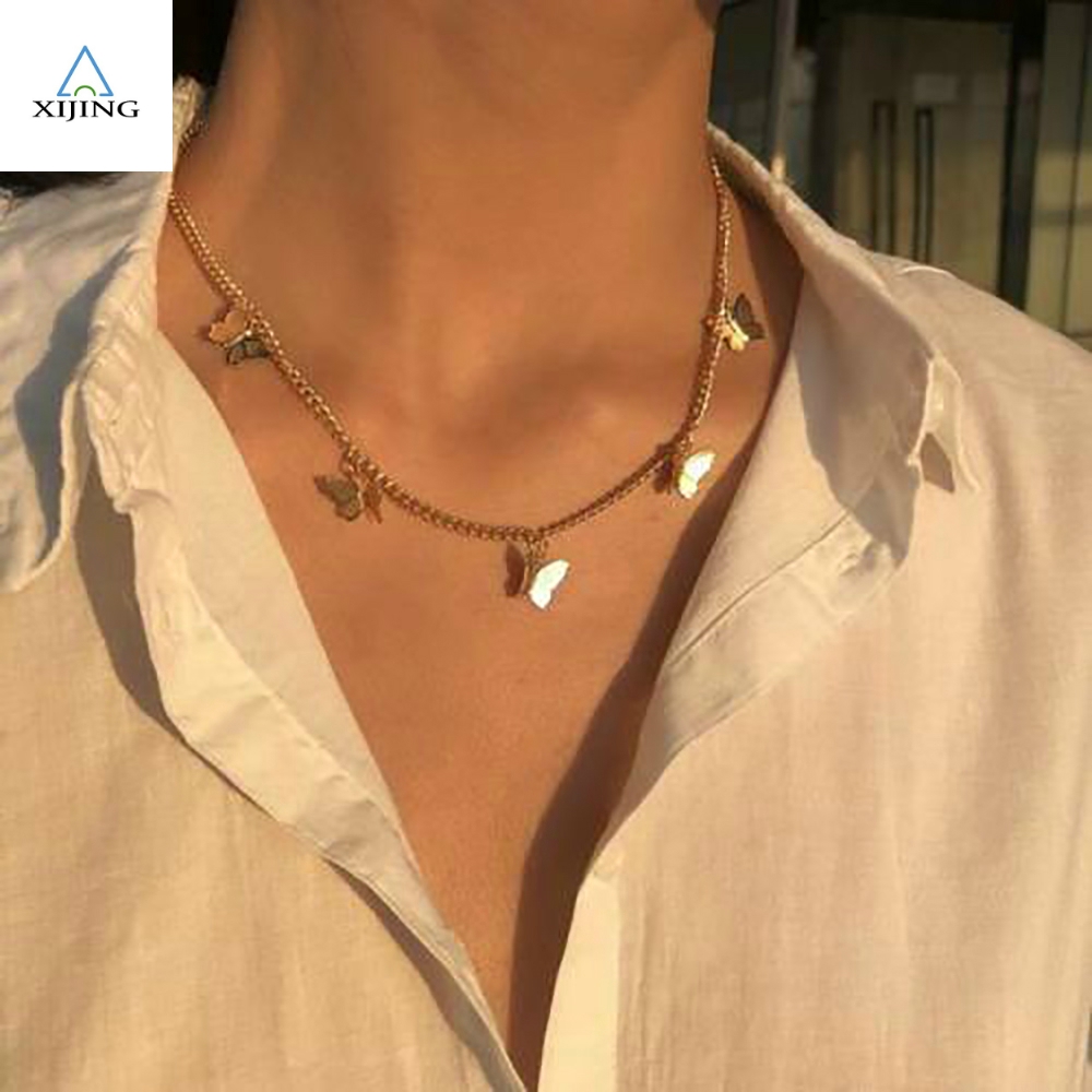 Dây chuyền choker cho nữ hình bươm bướm mạ vàng bạc phong cách thời trang chất lượng cao