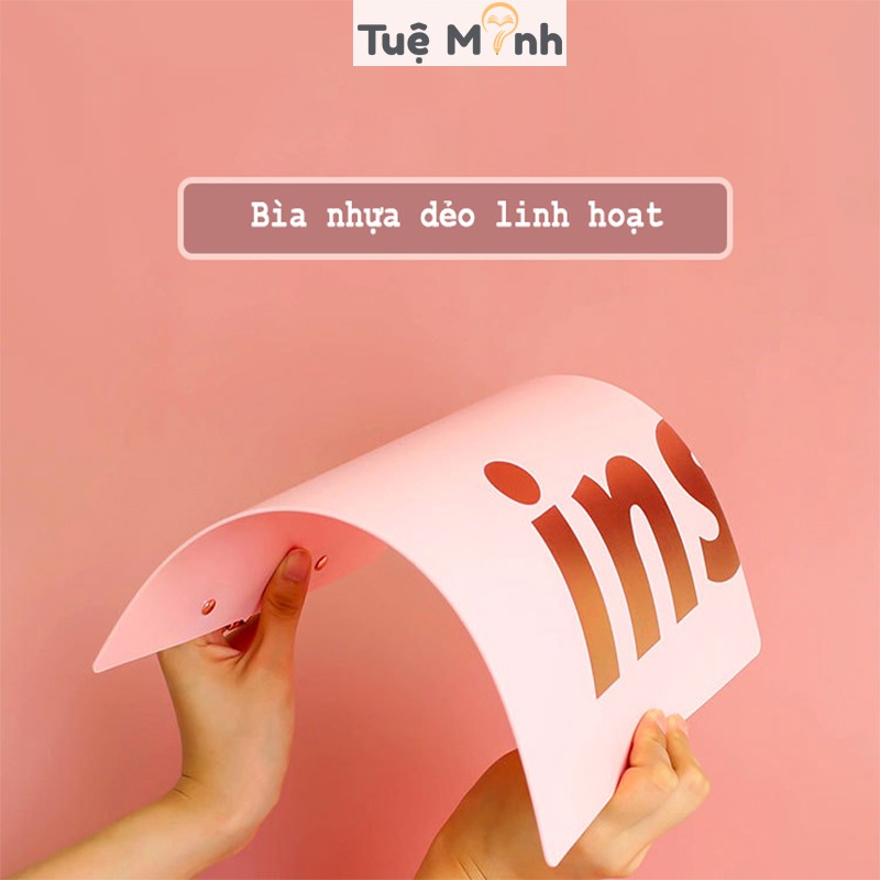 File kẹp tài liệu A4 nhựa dẻo INS hồng K31 bìa file trình ký màu pastel