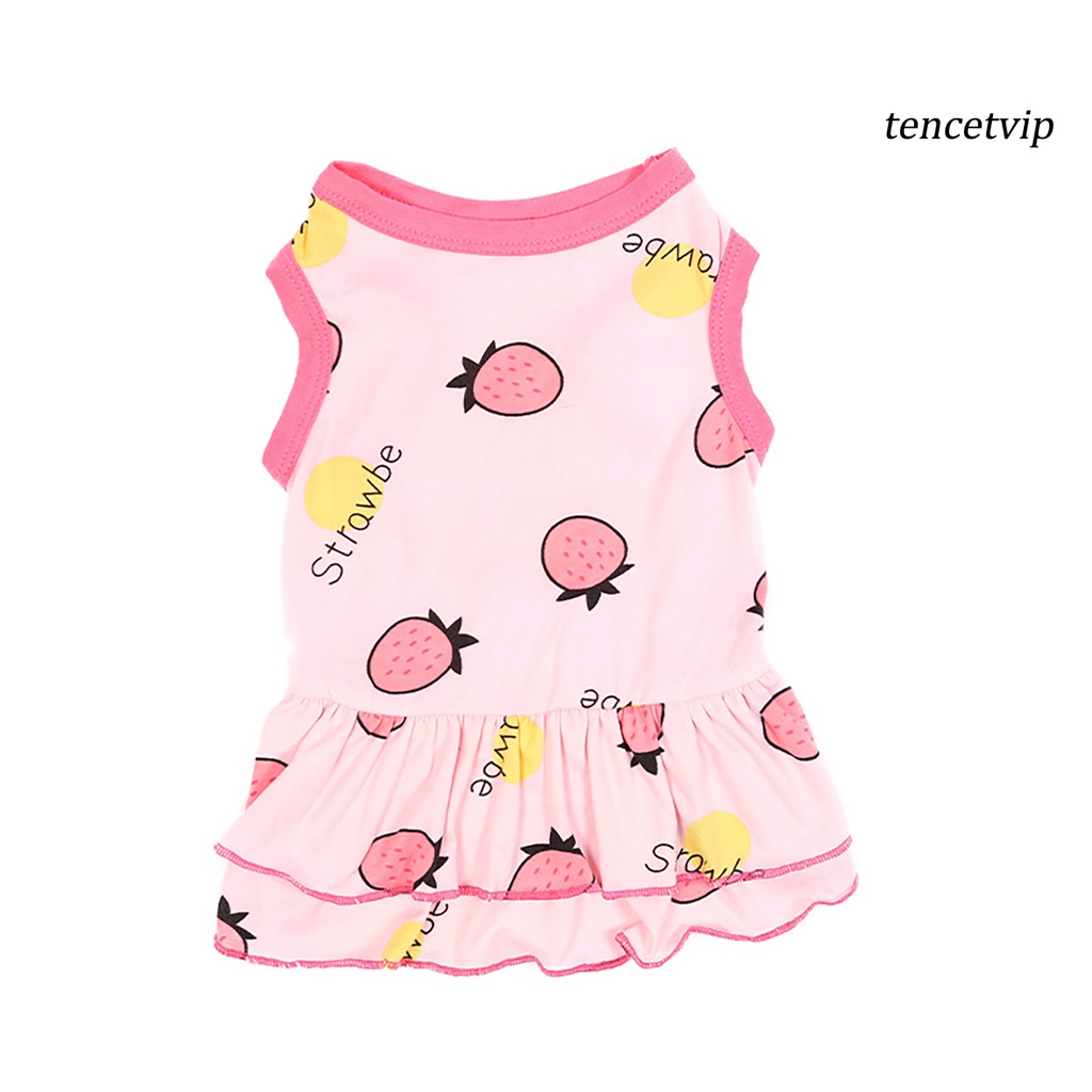 Đầm công chúa bằng cotton viền bèo in họa tiết trái cây cho thú cưng