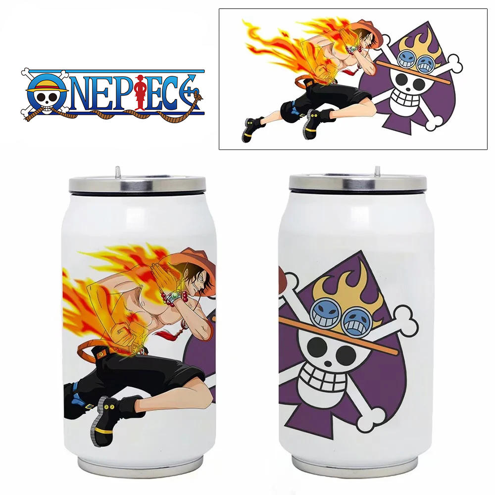 Bình Giữ Nhiệt Bằng Thép Không Gỉ 304 Hai Lớp 350ML In Hình Anime ONE PIECE SY6