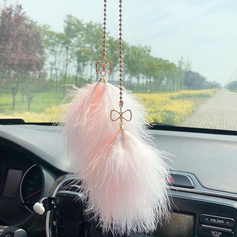 Phụ Kiện Treo Trang Trí Nội Thất Xe Hơi Hình Nữ Thần Đính Lông Vũ Dễ Thương Sáng Tạo