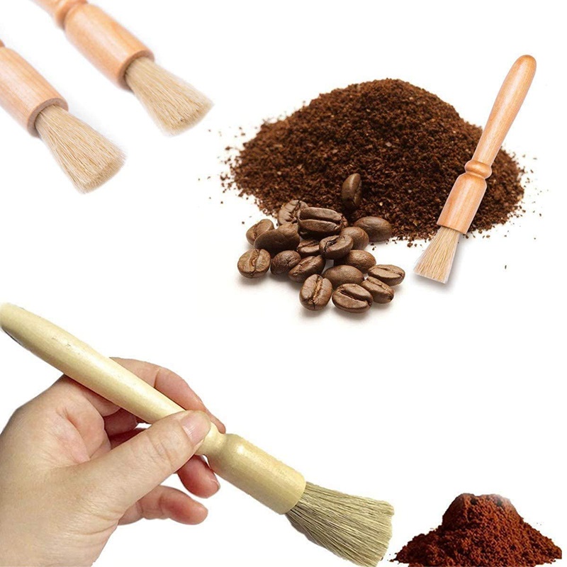 Cọ vệ sinh máy xay, máy pha cà phê tay cầm gỗ - Chổi vệ sinh máy cà phê