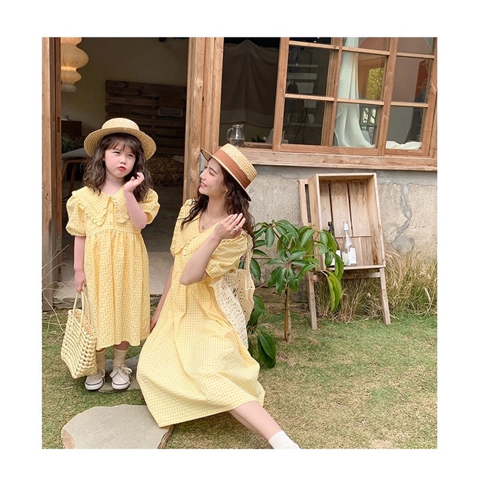 Đầm đôi mẹ và bé kẻ caro BAM STORE