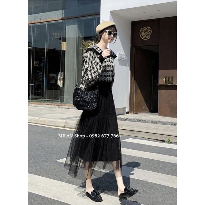 Chân váy von midi hai kiểu lót nhiều màu mix đồ quanh năm