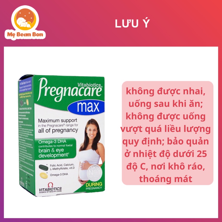 Vitamin bầu Pregnacare Max 84 viên của Anh cho bà bầu và mẹ sau sinh Bổ sung đầy đủ Folic, Sắt, DHA, Canxi cho mẹ và bé