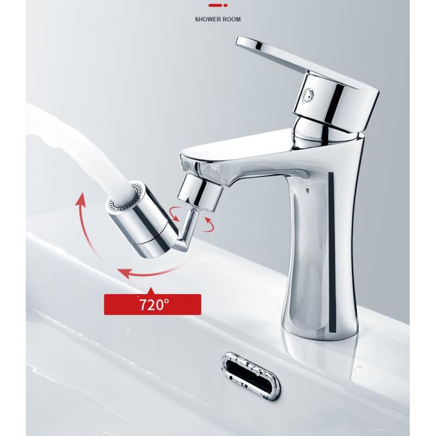 Đầu nối vòi rửa tăng áp, xoay 720 độ, thiết kế thông minh tinh tế, inox không rỉ