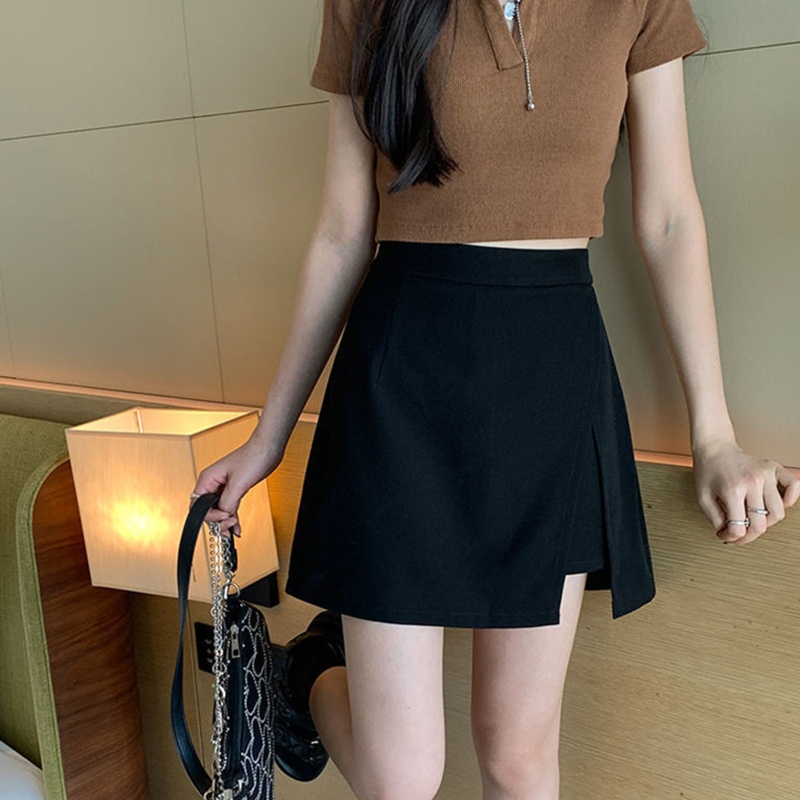 Chân Váy Chữ A Lưng Cao Xẻ Tà Thời Trang