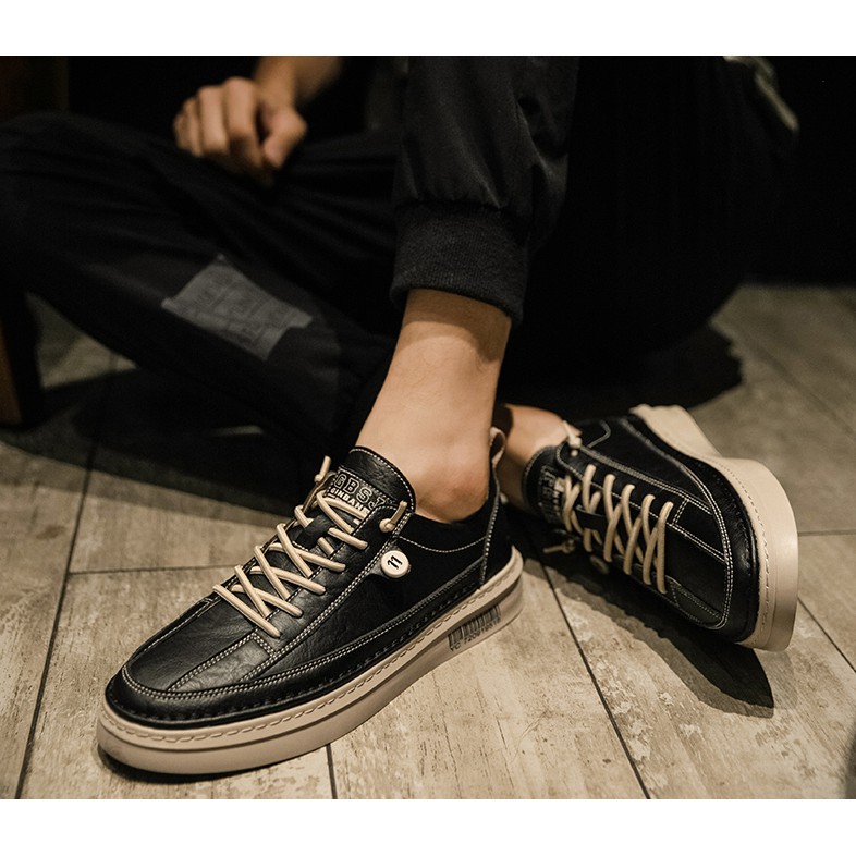 Giày Thể Thao Nam 💖FREESHIP💖 Giày Da Buộc Dây- Phong Cách Trẻ Trung Năng Động | BigBuy360 - bigbuy360.vn