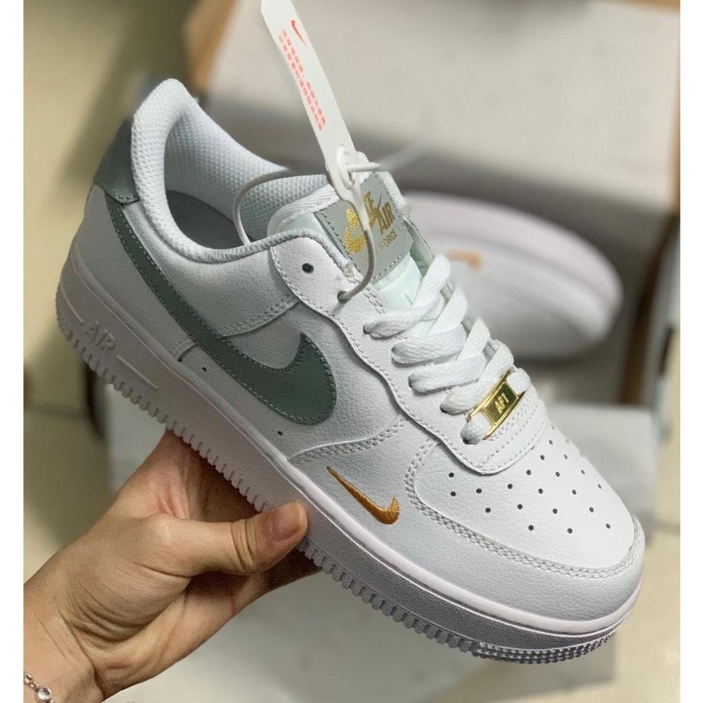 Giày thể thao air force 1 vệt xám logo vàng , Giày AF1 trắng vệt xám nam nữ bản đẹp 2022 full box bill