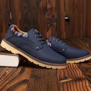 Giày Boot Nam Phong Cách Gót Thổ Cẩm - Màu Xanh