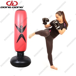 Bao tập đấm đá Boxing PVC 1.6m BƠM HƠI, trụ tập võ di động gấp gọn cao cấp - DONGDONG