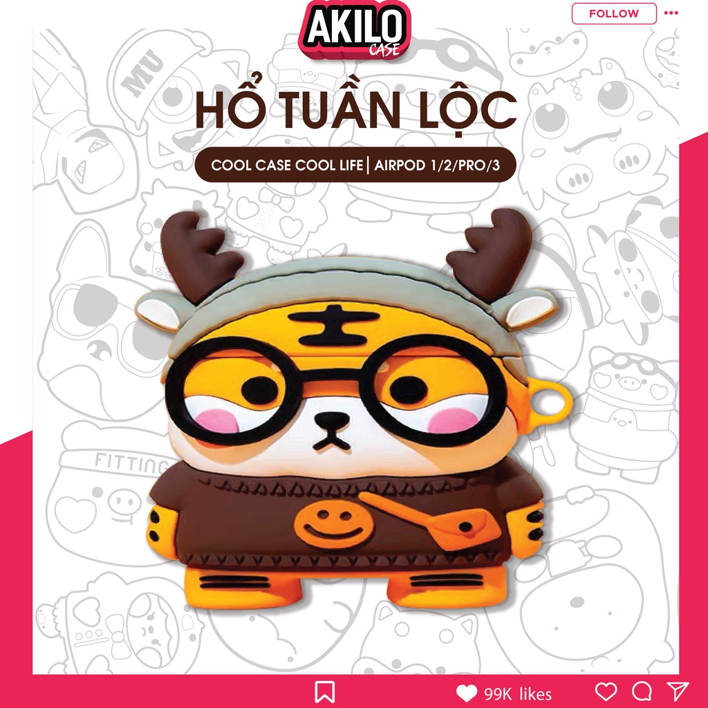 Case airpod 3, vỏ ốp tai nghe bluetooth  phụ kiện silicon kèm móc khóa cao cấp Airpod 2 pro AKILO