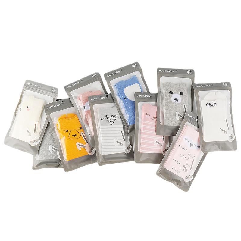 Tất dài cotton mềm mại thoáng khí cao đầu gối chống trượt họa tiết hoạt hình cho bé gái 0-4 tuổi