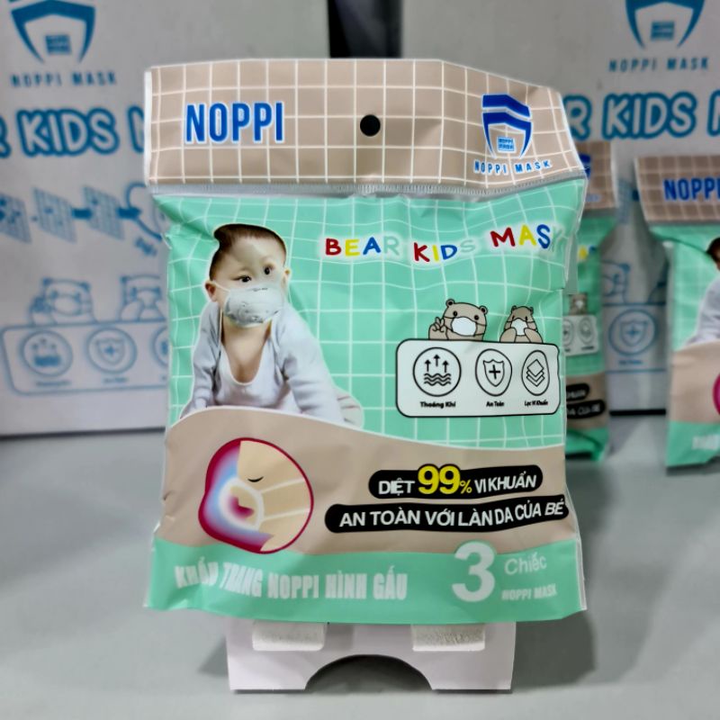 Khẩu trang gấu 3d cho bé Noppi Mask 3 cái/set