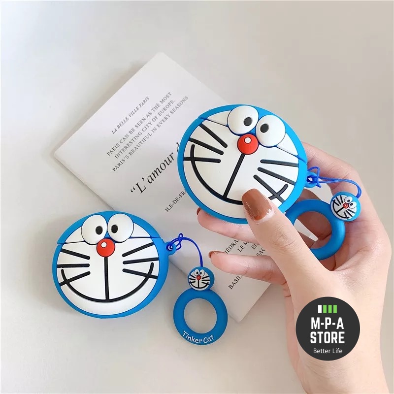 Case, vỏ, bao đựng ai nghe airpod 1 2 Pro nhựa dẻo chống va đập hình DOREMON