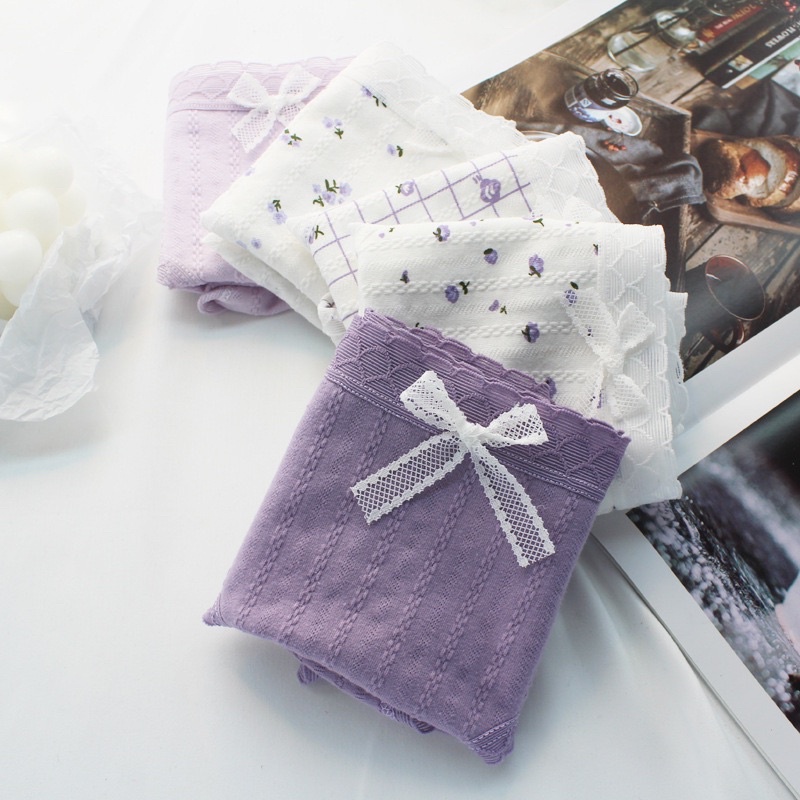 Quần Lót Nữ ❤️ Quần Lót Cotton Co Dãn 4D Diên Vĩ Hoa Tím 488