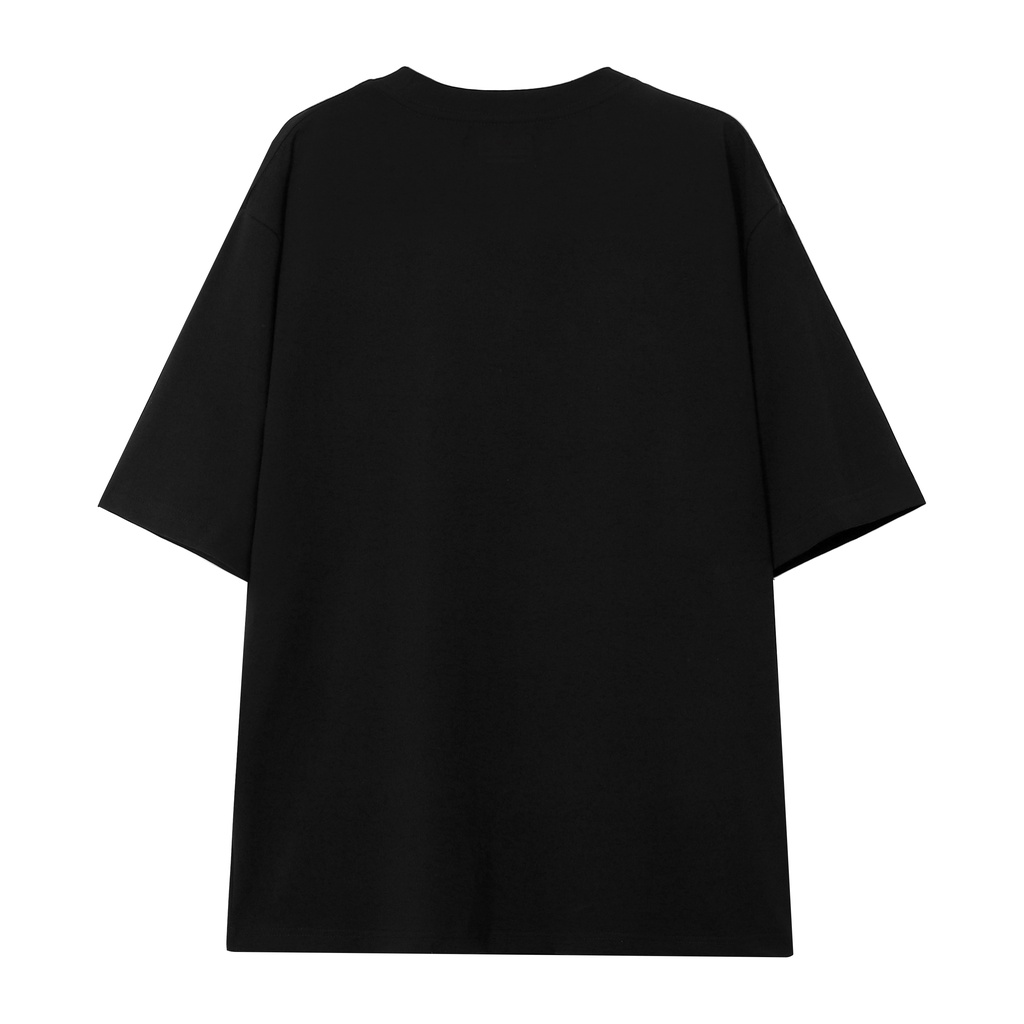 Áo thun trơn Unisex tay lỡ form rộng HOOK màu đen