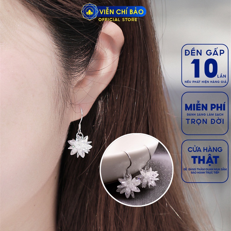 Bông tai bạc nữ Snow Flower chất liệu bạc 925 thời trang phụ kiện trang sức nữ thương hiệu Viễn Chí Bảo B400426x