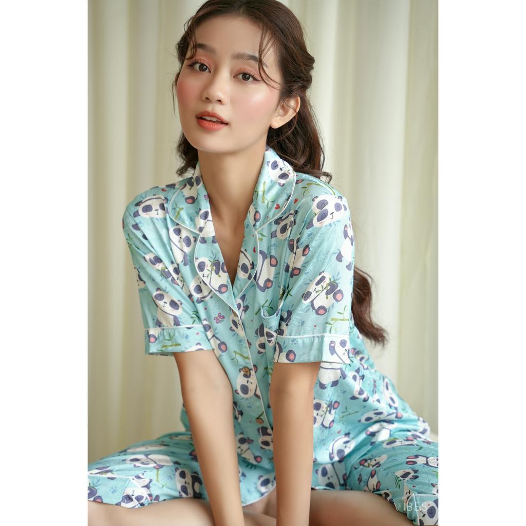 VIBES Pijama lửng lụa gấm Panda Capri Py Set