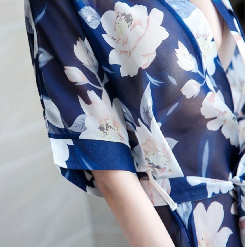 [ Tặng kèm Quần lót ] Áo Choàng Ngủ siêu gợi cảm Hoa Xanh Cao Cấp ( Ms5033) | BigBuy360 - bigbuy360.vn