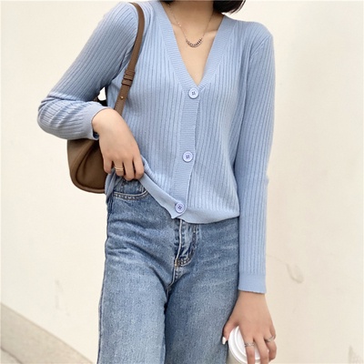 Áo Khoác Cardigan Dệt Kim Cổ Tim Xinh Xắn Cho Nữ Chất Len Tăm Phong Cách Ulzzang Hàn Quốc Nhiều Màu | WebRaoVat - webraovat.net.vn