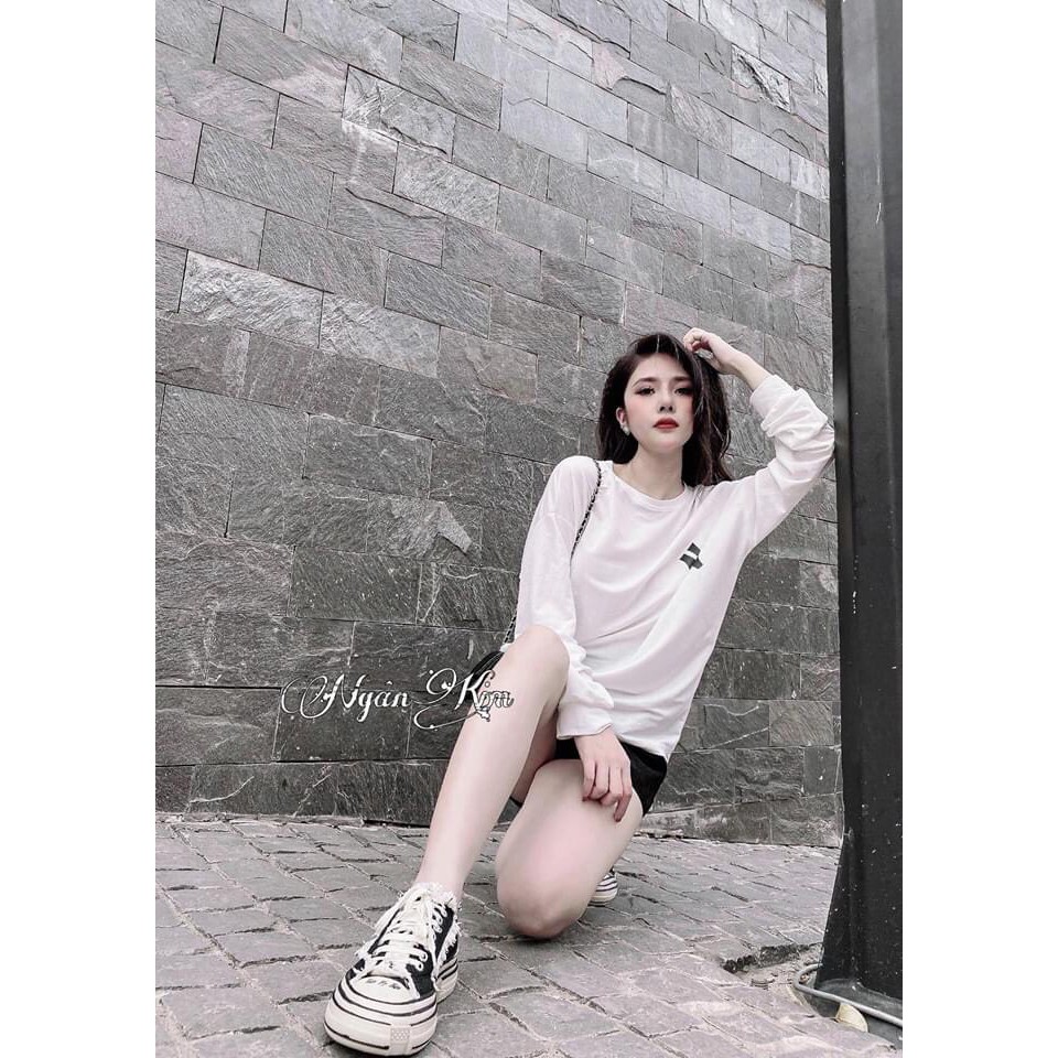 Áo thun giấy ny Daisy corner tay dài, cổ tròn kèm ảnh thật