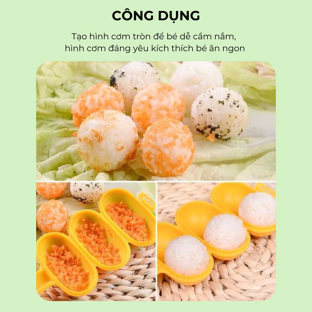 Khuôn cơm cho bé lắc tạo hình tròn viên kiểu Nhật cao cấp LABAMO KC02