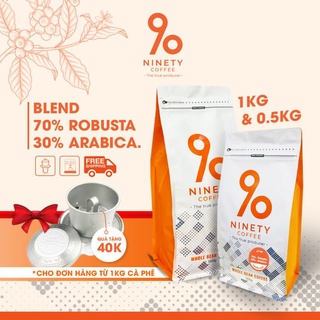 Cà phê ninety coffee nguyên chất, rang xay, pha phin truyền thống, 1kg, 500gr 70% robusta + 30% arabica