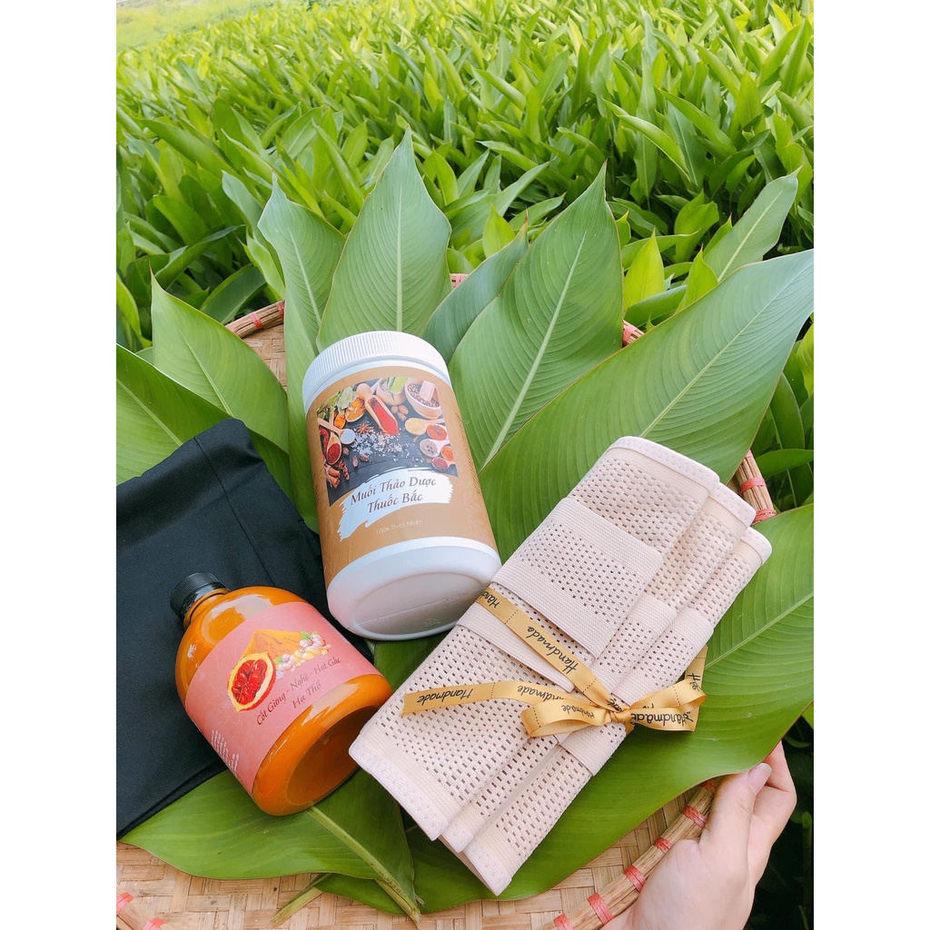 Muối gừng chườm bụng sau sinh MỘC NHAN Muối giảm eo sau sinh, săn bụng, eo thon nhanh, tặng kèm đai chườm - 800g | BigBuy360 - bigbuy360.vn